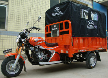 200CC Carrier دراجة ثلاثية العجلات Delivery Van with Rear Canvas Cover for Outdoor Raining Areas