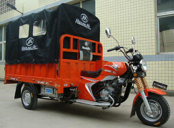 200CC Carrier دراجة ثلاثية العجلات Delivery Van with Rear Canvas Cover for Outdoor Raining Areas